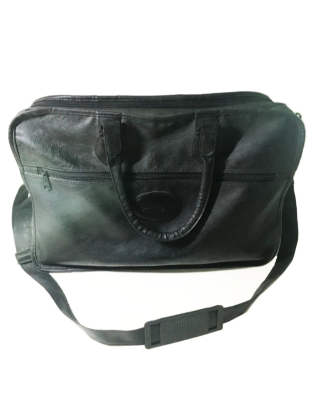 Bugatti Black Soft Genuine Leather Crossbody Briefcase